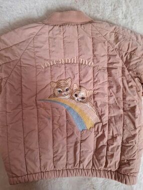 RARE Konges Sløjd Juno Bomber Jacket - Tuscany Pink w/ Embroidered Kittens